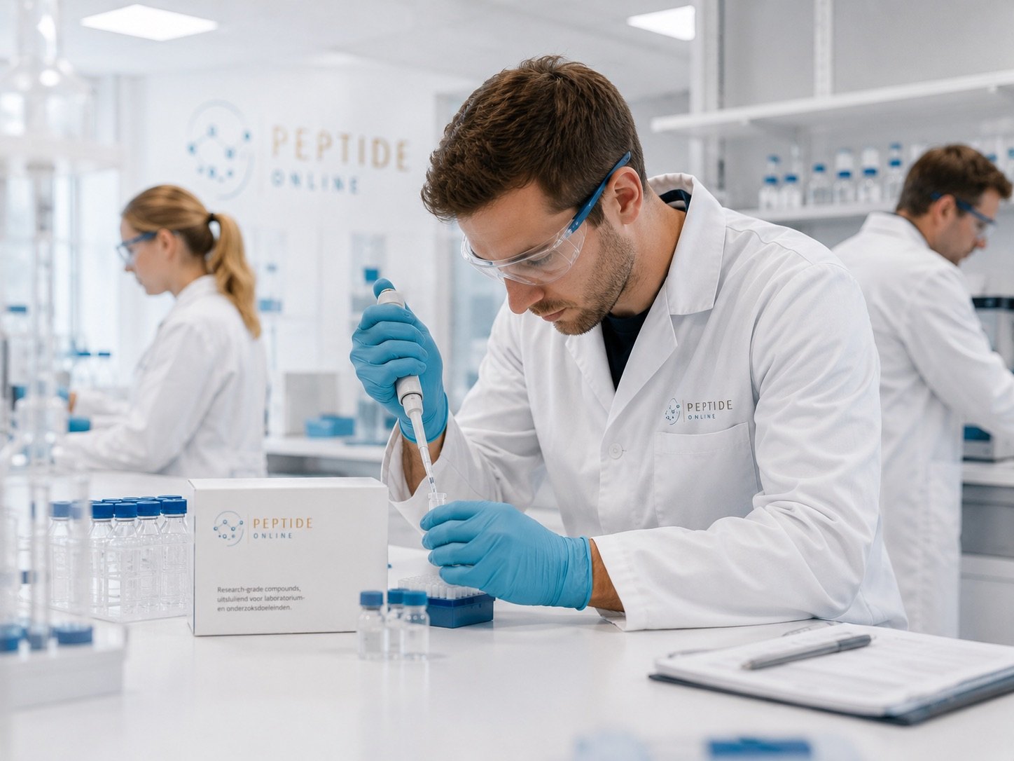 Nederlands ISO-gecertificeerd laboratorium waar de peptiden van Peptiden Online worden geproduceerd en geanalyseerd