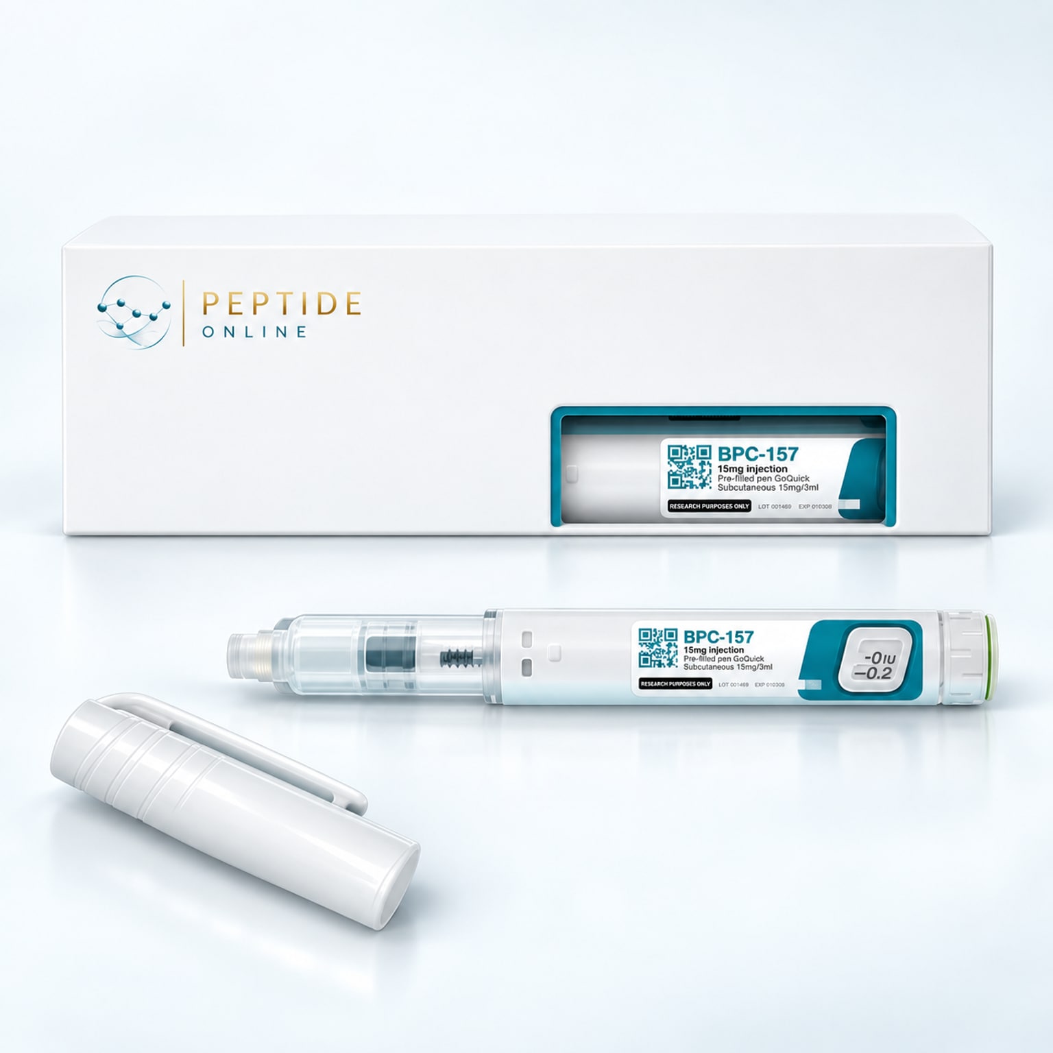 BPC-157 peptide pen 15 mg, voorgevulde pen voor onderzoek naar weefselherstel